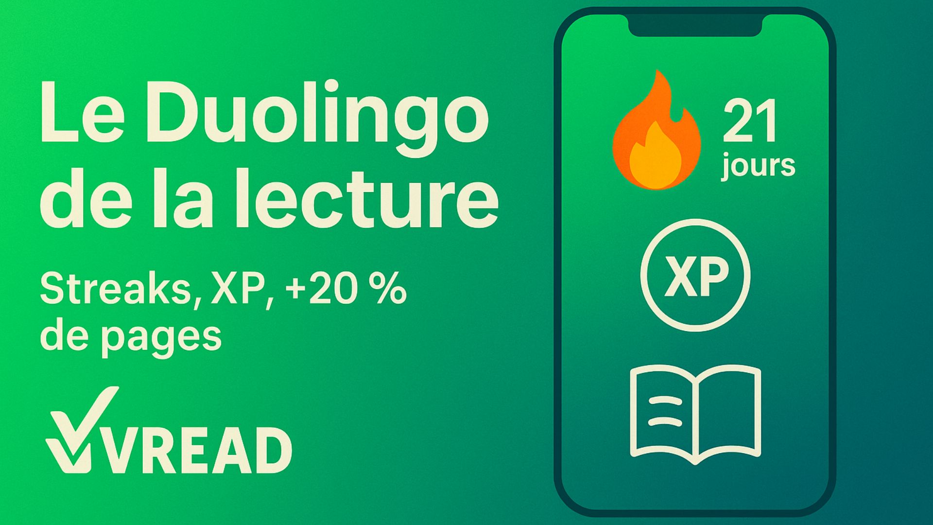 Le Duolingo de la lecture : méthode VREAD (streaks, XP, 15 minutes)