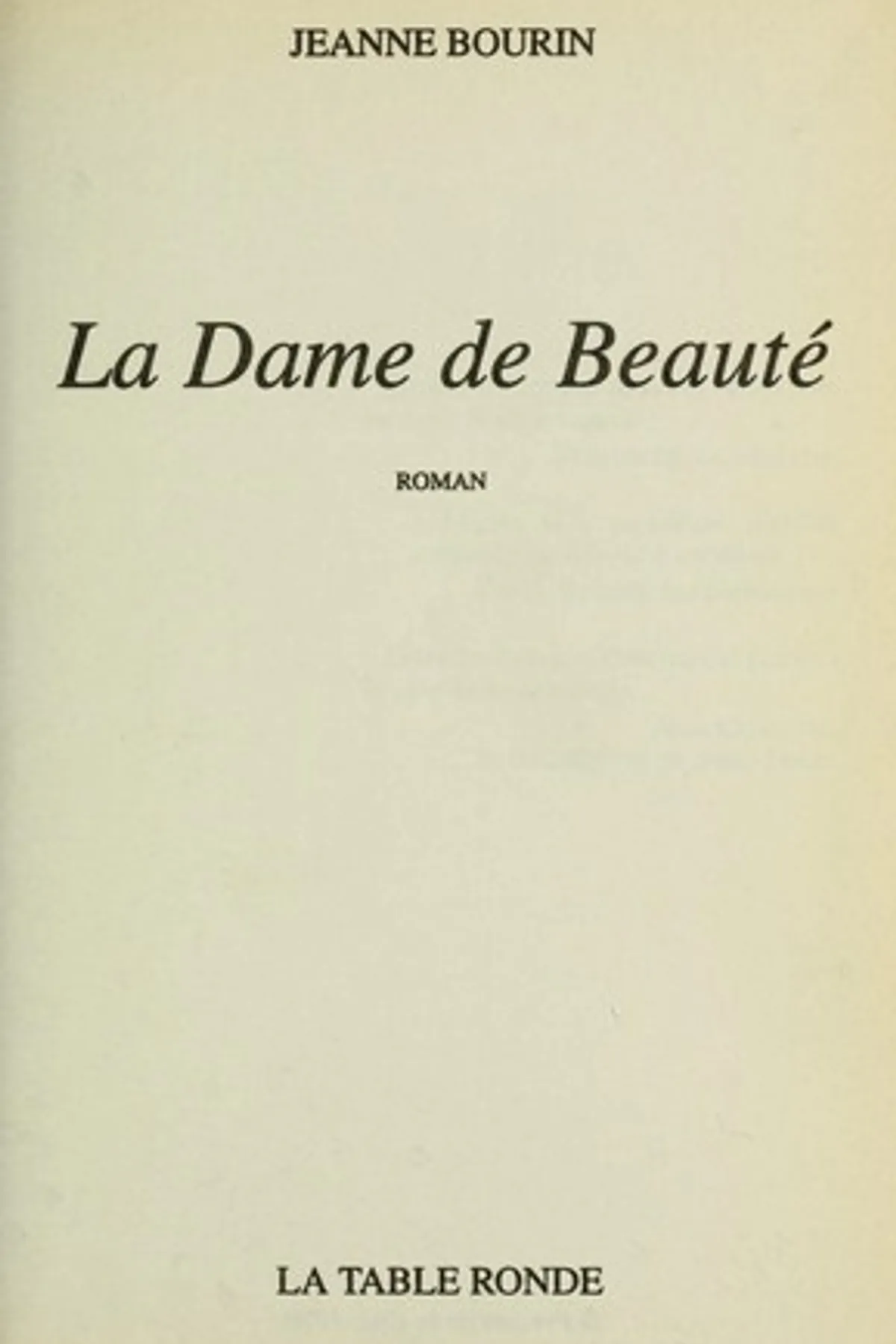 Couverture de « La Dame de Beauté »