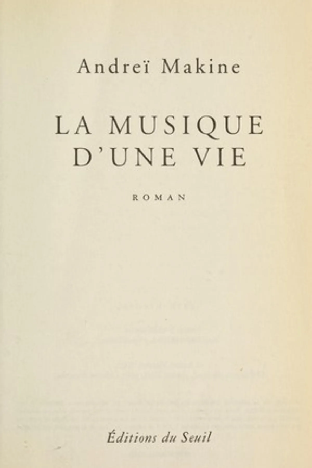 Couverture de « La musique d'une vie roman »