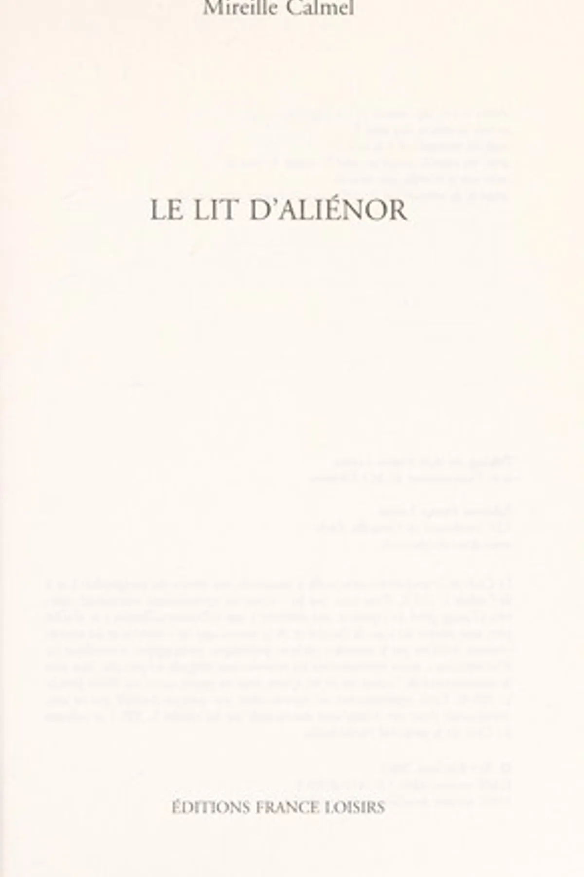 Couverture de « Le lit d'Aliénor »