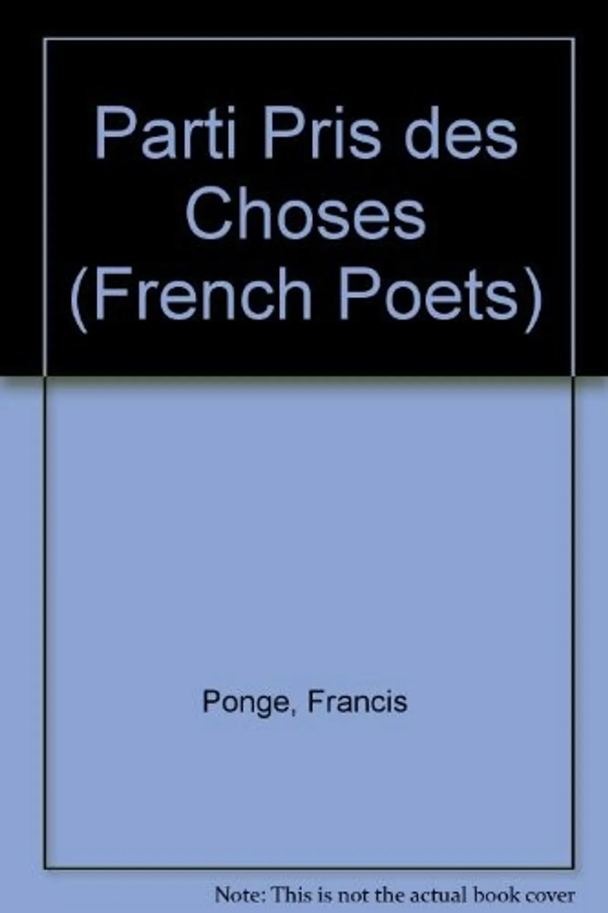Couverture de « Le parti pris des choses »
