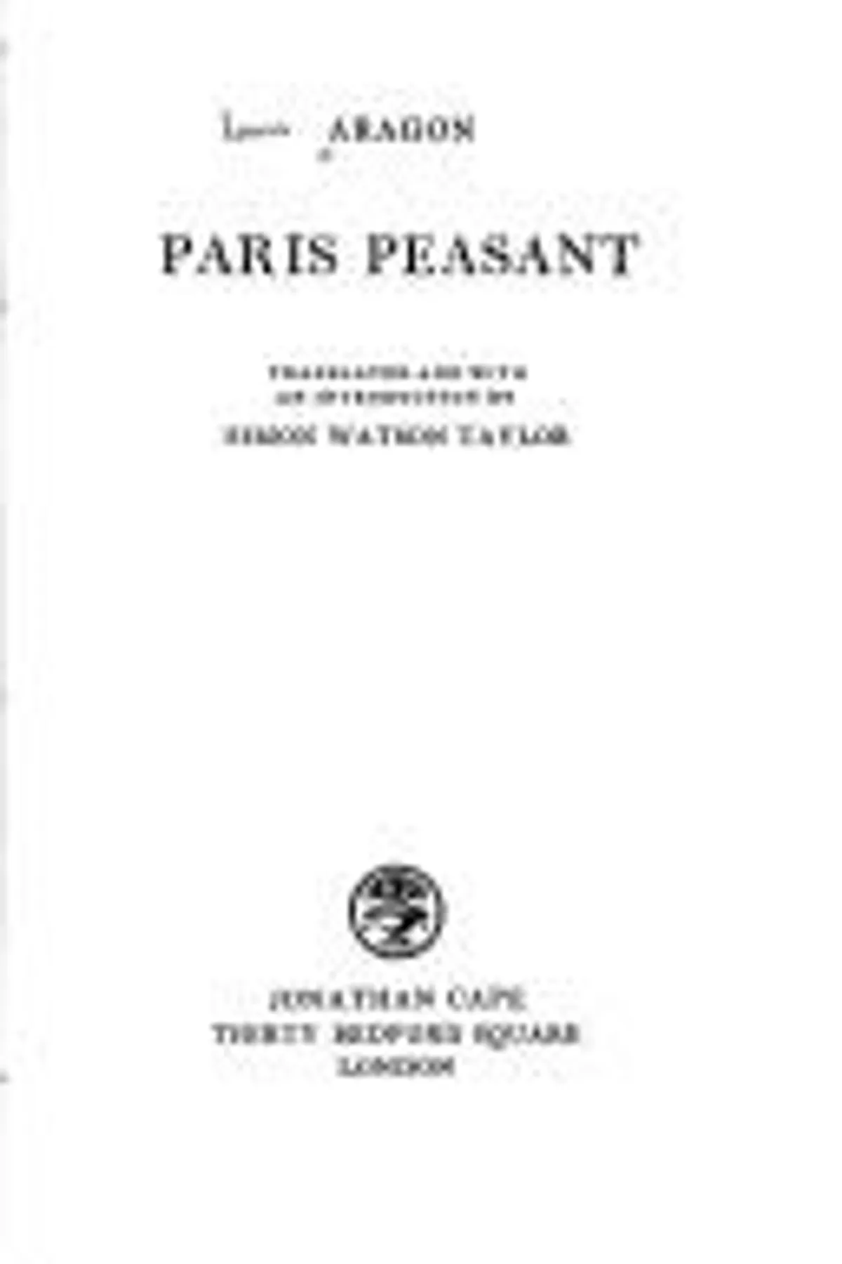 Couverture de « Le paysan de Paris »
