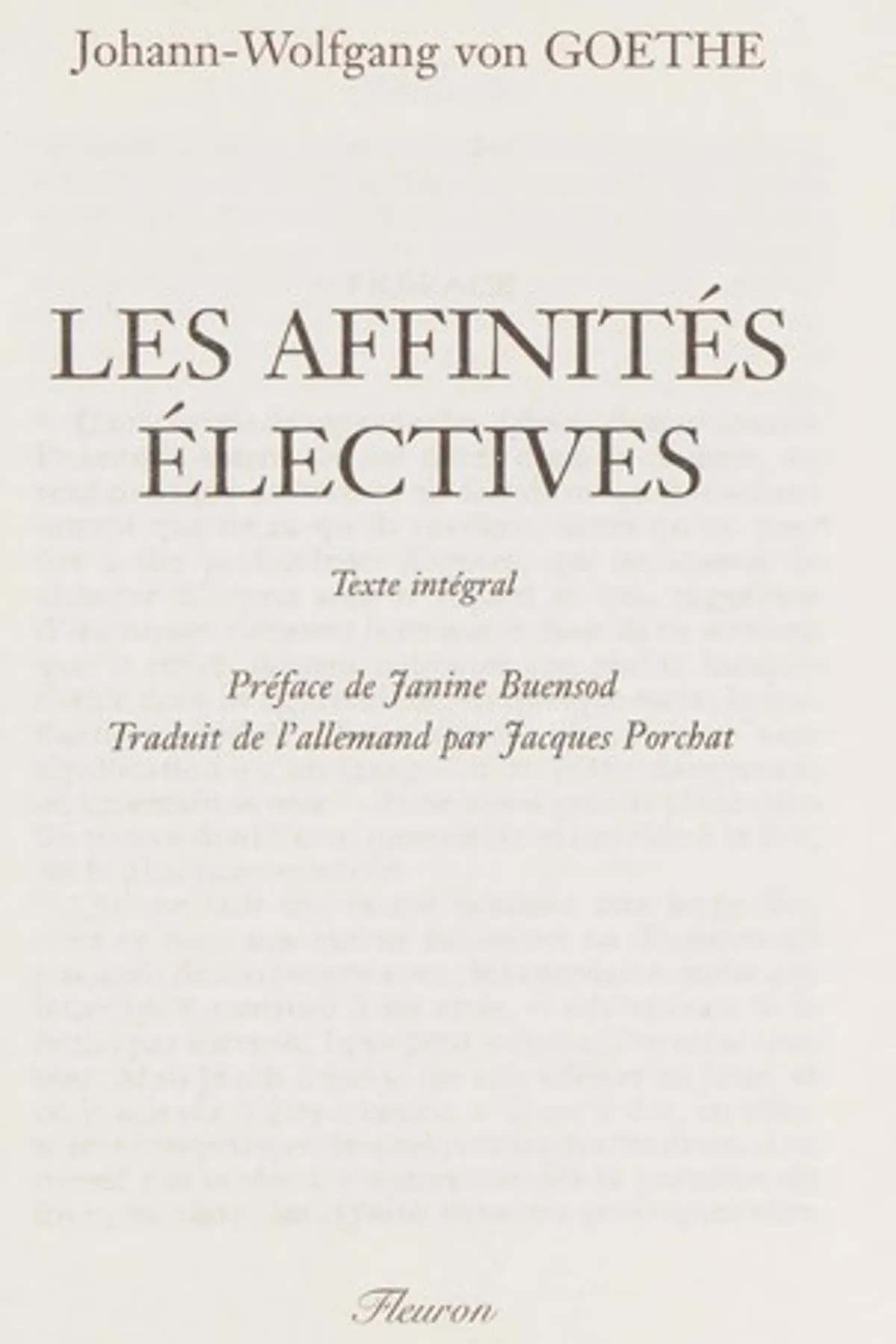 Couverture de « Les Affinités Électives »