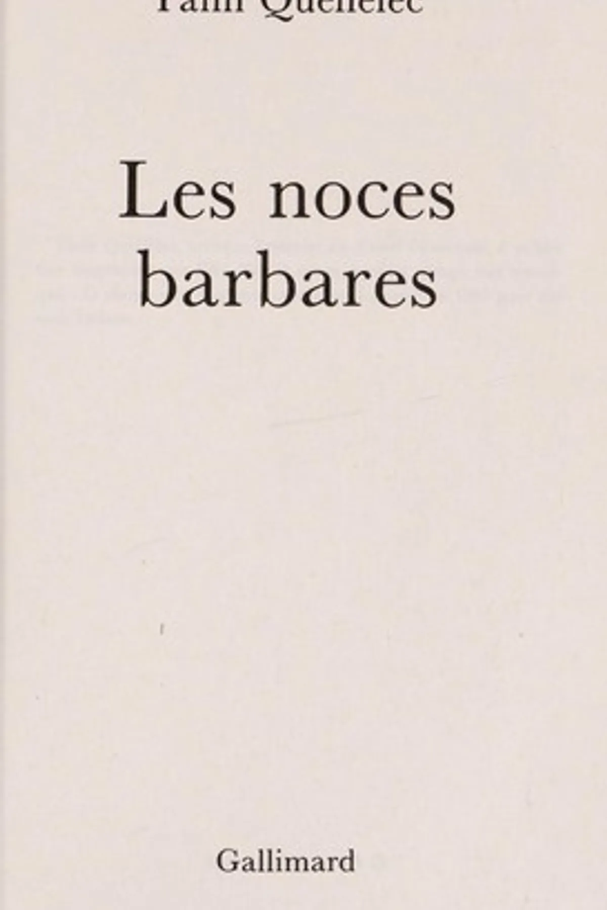 Couverture de « Les noces barbares »
