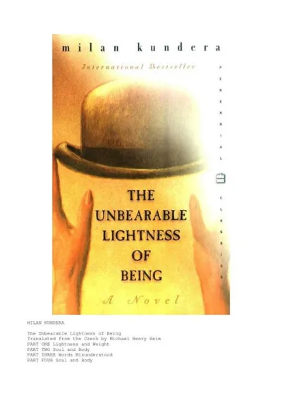 Couverture de « The Unbearable Lightness of Being »