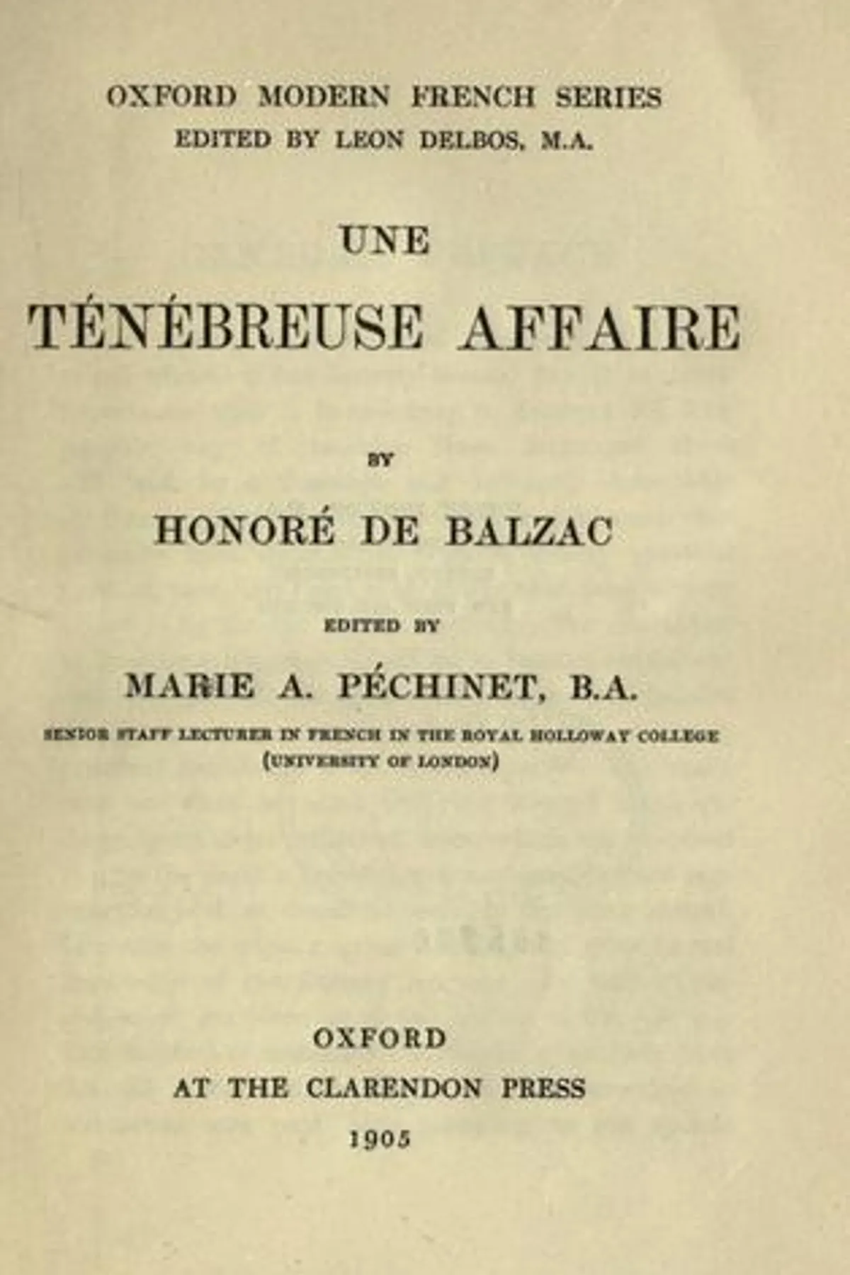 Couverture de « Une ténébreuse affaire »