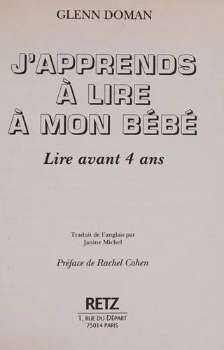 Couverture de J'apprends à lire à mon bébé, Glenn Doman
