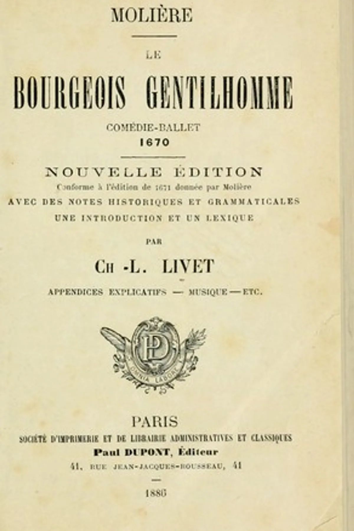 Couverture de Le Bourgeois gentilhomme, Molière