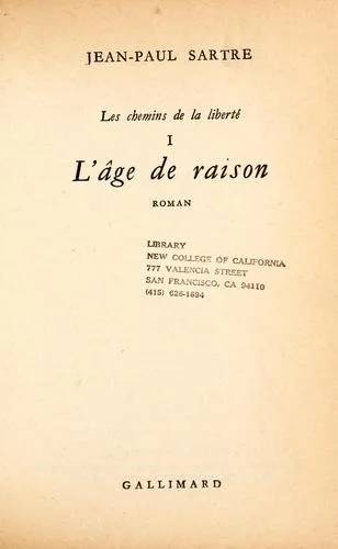 Couverture de Les chemins de la liberté (Tome 1) - L'âge de raison, Jean-Paul Sartre