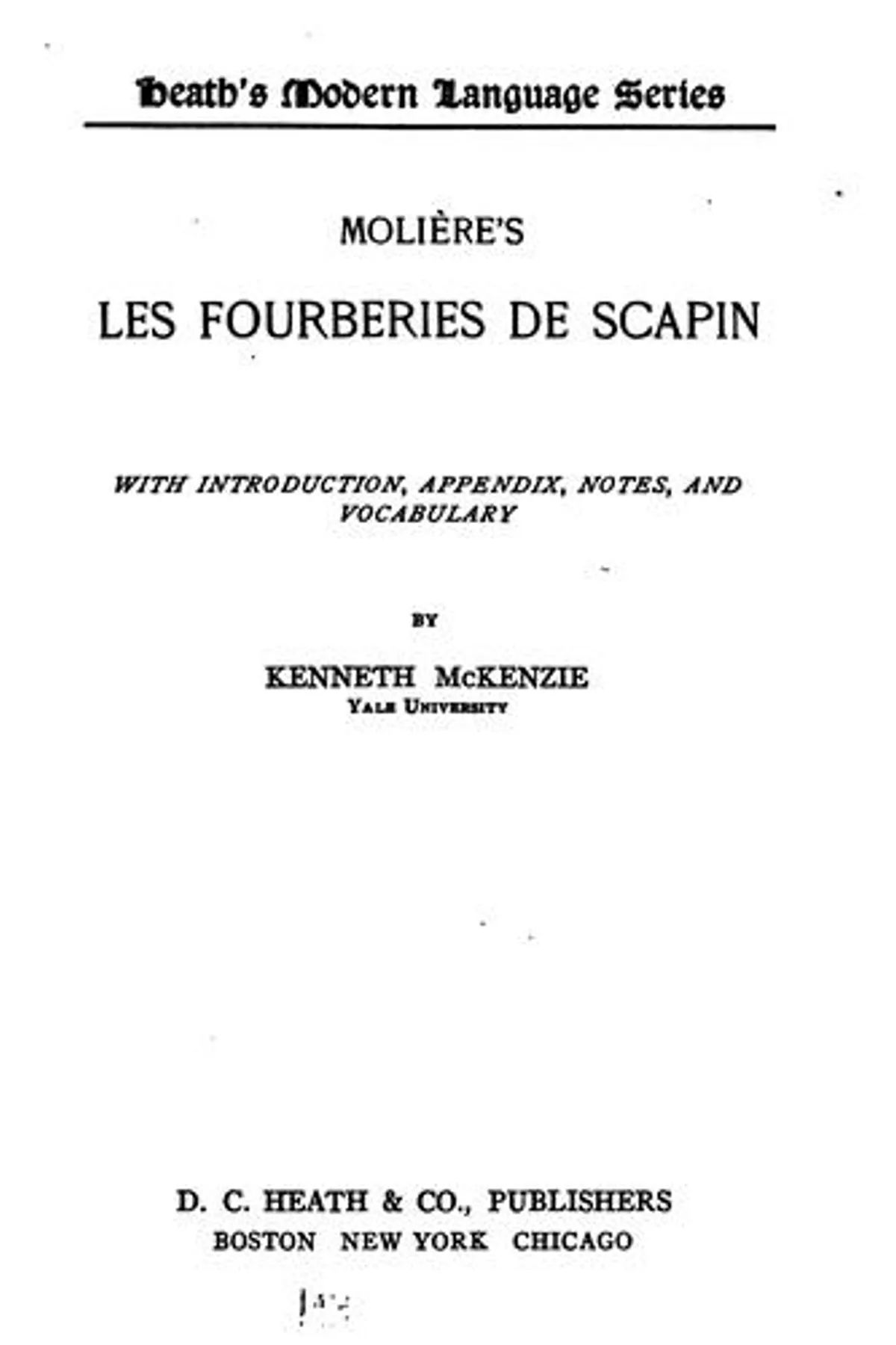 Couverture de Les Fourberies de Scapin, Molière