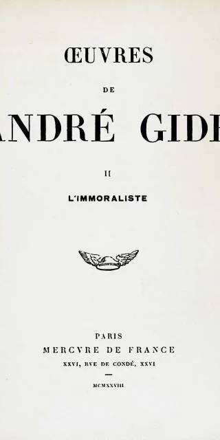 Couverture de L'immoraliste, André Gide