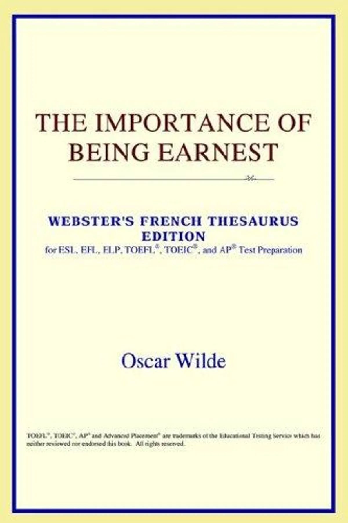 Cover of The Importance of Being Earnest by Oscar Wilde