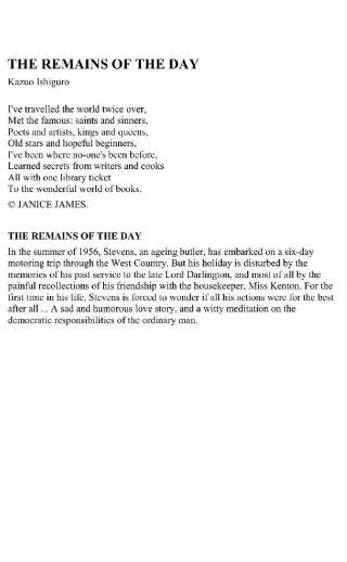Cover of The Remains of the Day by Kazuo Ishiguro